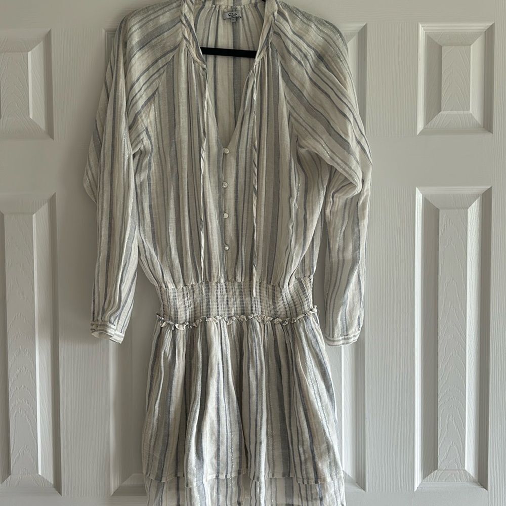 RAILS Women’s Jasmine Linen Blend Fiji Stripe Long Sleeve Dress Size Large